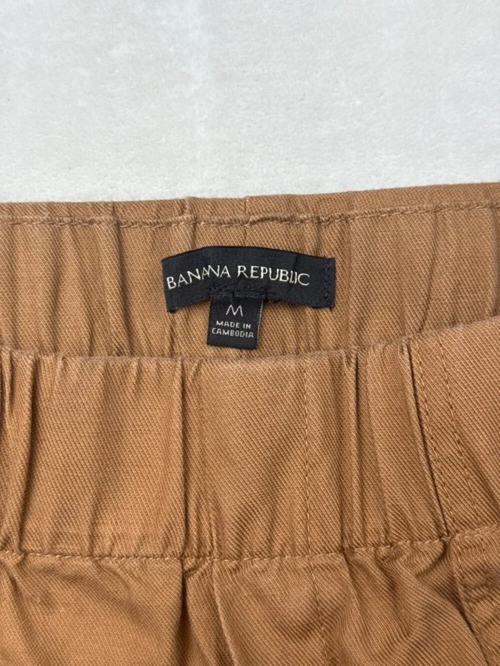 Banana Republic Womens Medium Brown Linen-Blend Elastic Waist Pants